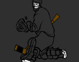 Coloring page Goaltender stopping puck painted byindian