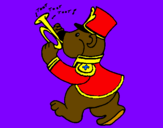 Coloring page Bear trumpet player painted bykoty