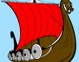 Coloring page Viking boat painted by2