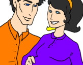 Coloring page Father and mother painted byMaria