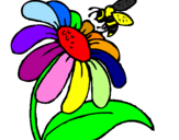 Coloring page Daisy with bee painted bygaby