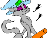Coloring page Witch cat painted bygeneviève
