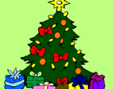 Coloring page Christmas tree painted bybetito