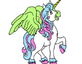 Coloring page Unicorn with wings painted bydani