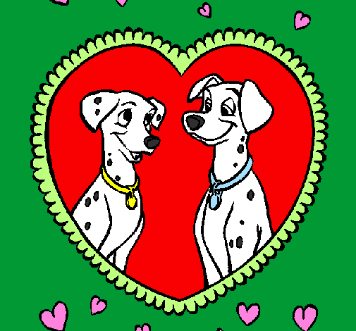 Coloring page Dalmatians in love painted byclaire