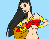 Coloring page Young Itza woman painted byviolet