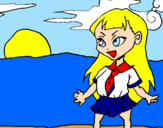 Coloring page Manga schoolgirl painted bymetha