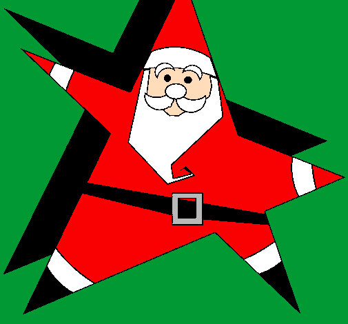 Coloring page Star shaped Father Christmas painted byemma