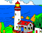 Coloring page Lighthouse painted bykit