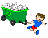 Coloring page Little boy recycling painted bypaola