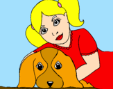 Coloring page Little girl hugging her dog painted byPaige