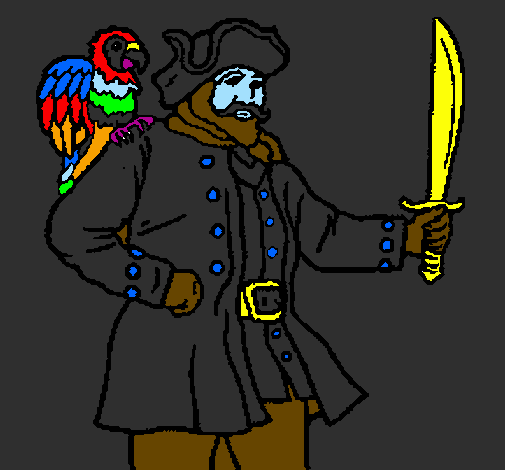 Coloring page Pirate with parrot painted byCapn Jack Sparrow