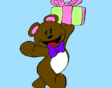 Coloring page Teddy bear with present painted byCandie