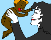 Coloring page Mother and daughter  painted bymichael jackson