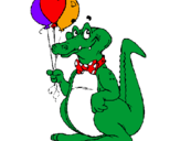 Coloring page Crocodile with balloons painted bydebbie