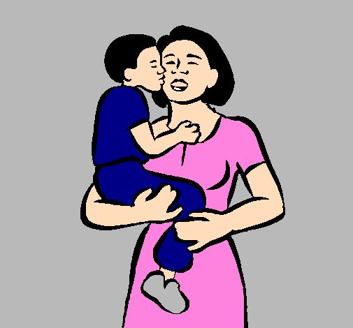 Coloring page Motherly kiss painted byMarga