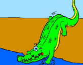 Coloring page Alligator entering water painted byharryboo