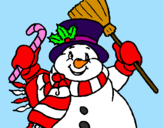 Coloring page Snowman with scarf painted byzoe