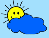 Coloring page Sun and cloud painted byanna