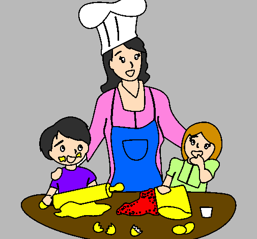 Coloring page Cooking with mom painted byMarga