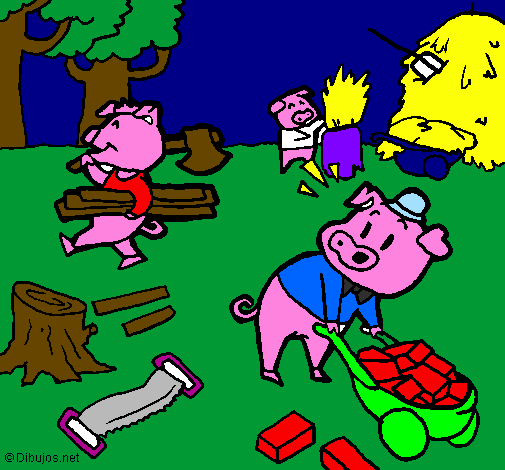 Coloring page Three little pigs 1 painted byZac Efron