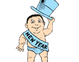 Coloring page Baby New Year painted byarlene