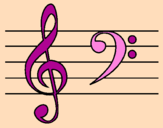 Coloring page Treble and bass clefs painted bygatita