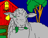 Coloring page Lamb eating a leaf painted bymike