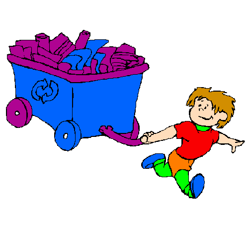 Coloring page Little boy recycling painted byIVAN