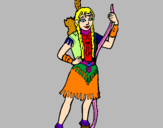 Coloring page Indian girl painted byluciana