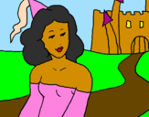 Coloring page Princess and castle painted byTRINITY