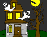 Coloring page Ghost house painted byelian