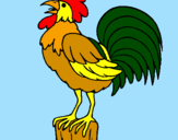 Coloring page Cock singing painted byL.J.
