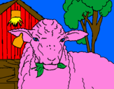 Coloring page Lamb eating a leaf painted bykendall