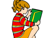 Coloring page Little girl reading painted bylove45791