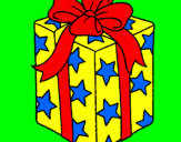 Coloring page Present wrapped in starry paper painted byalejandrajaramillo