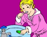 Coloring page Little boy brushing his teeth painted bydulce magdalena  c.r.