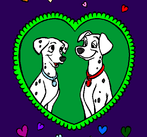 Coloring page Dalmatians in love painted byEleni