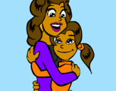 Coloring page Mother and daughter embraced painted byN3$1@