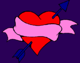 Coloring page Heart, arrow and ribbon painted byzeyzhan