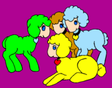 Coloring page Lambs painted byVICTORIA SAMAI
