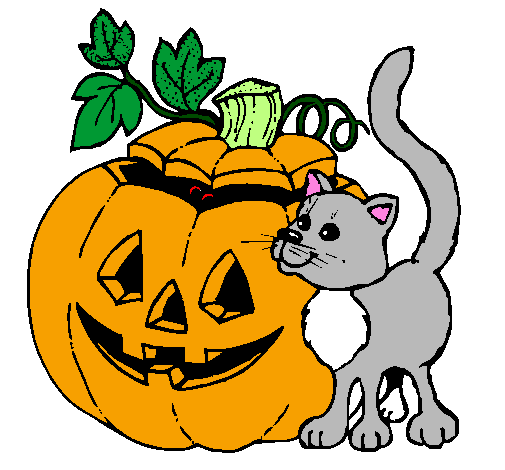 Pumpkin and cat