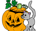 Coloring page Pumpkin and cat painted bycaitlin <3