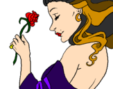 Coloring page Princess with a rose painted byNimra