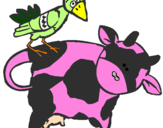 Coloring page Cow and bird painted byCoco =]