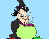 Coloring page Witch casting a spell painted byabelrosale