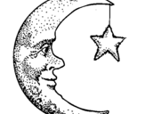 Coloring page Moon and star painted byMichael