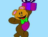 Coloring page Teddy bear with present painted bypopstar89