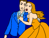 Coloring page The bride and groom painted byMarga