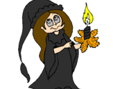 Coloring page Lady with a candle painted bycuerno